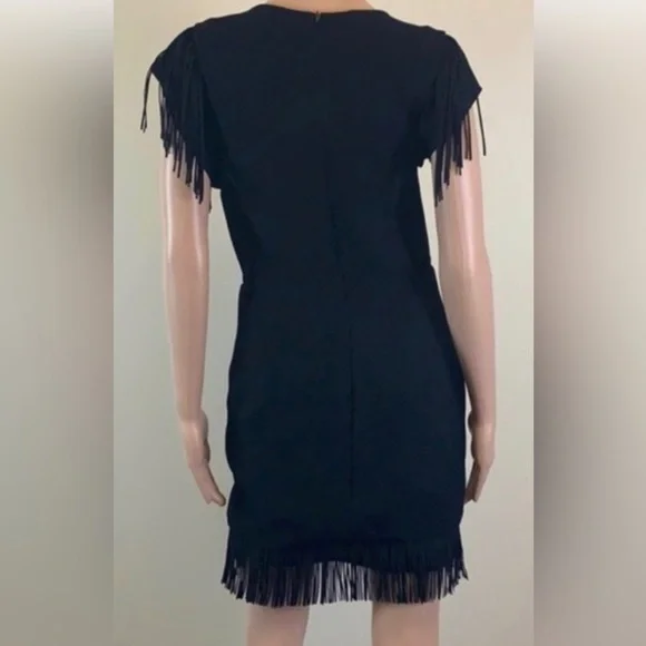Maje black RENATA fringe dress - Picture 4 of 7